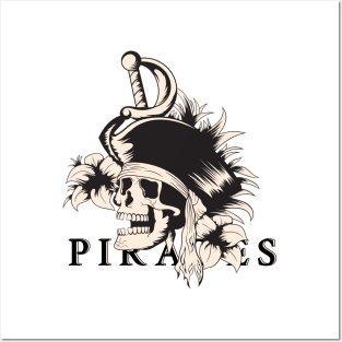 pirates skull head Posters and Art